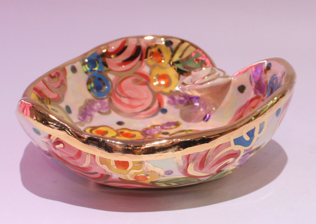 Heart Shaped Bowl Vintage Floral - MaryRoseYoung