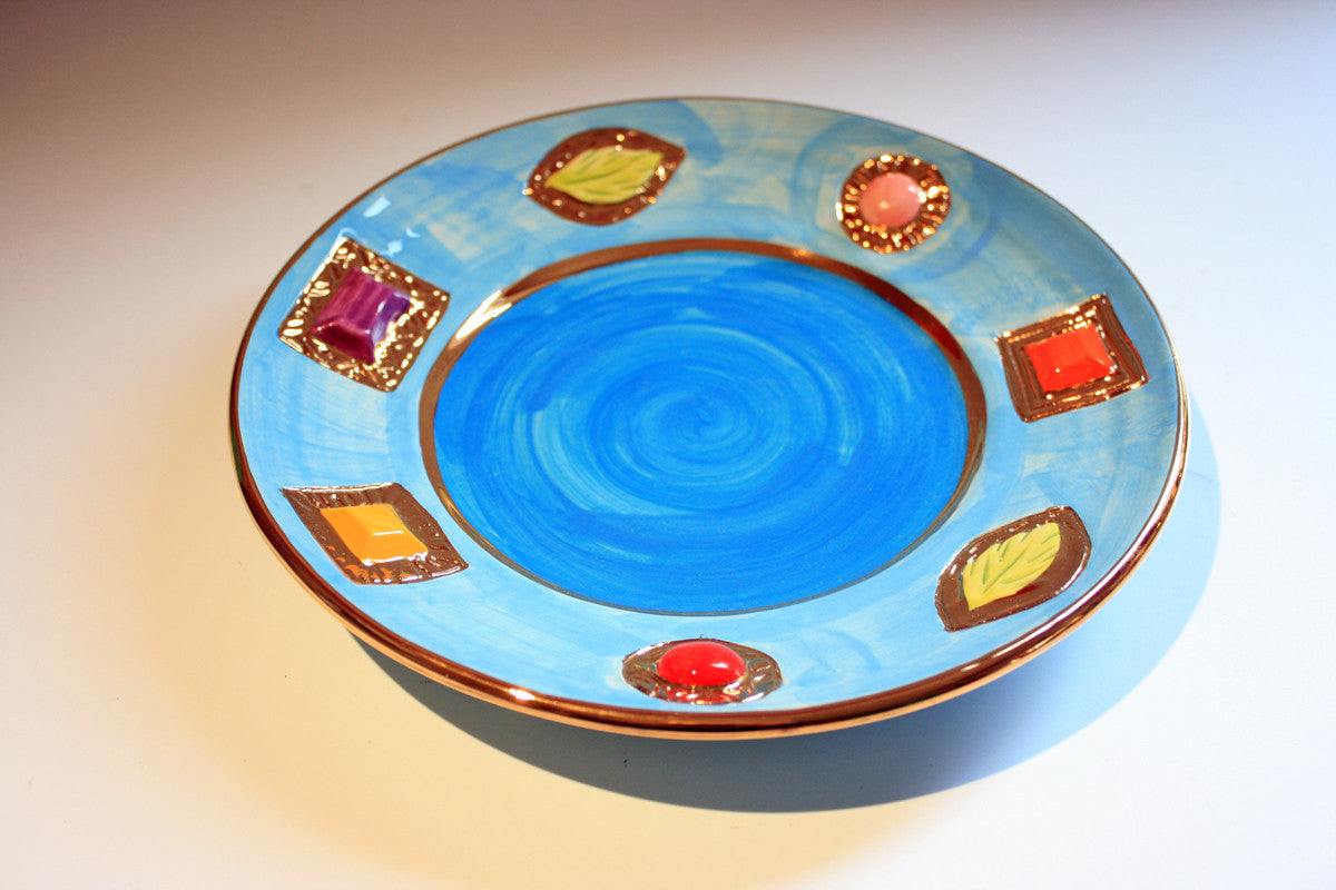 Jewelled Dinner Plate Blue - MaryRoseYoung