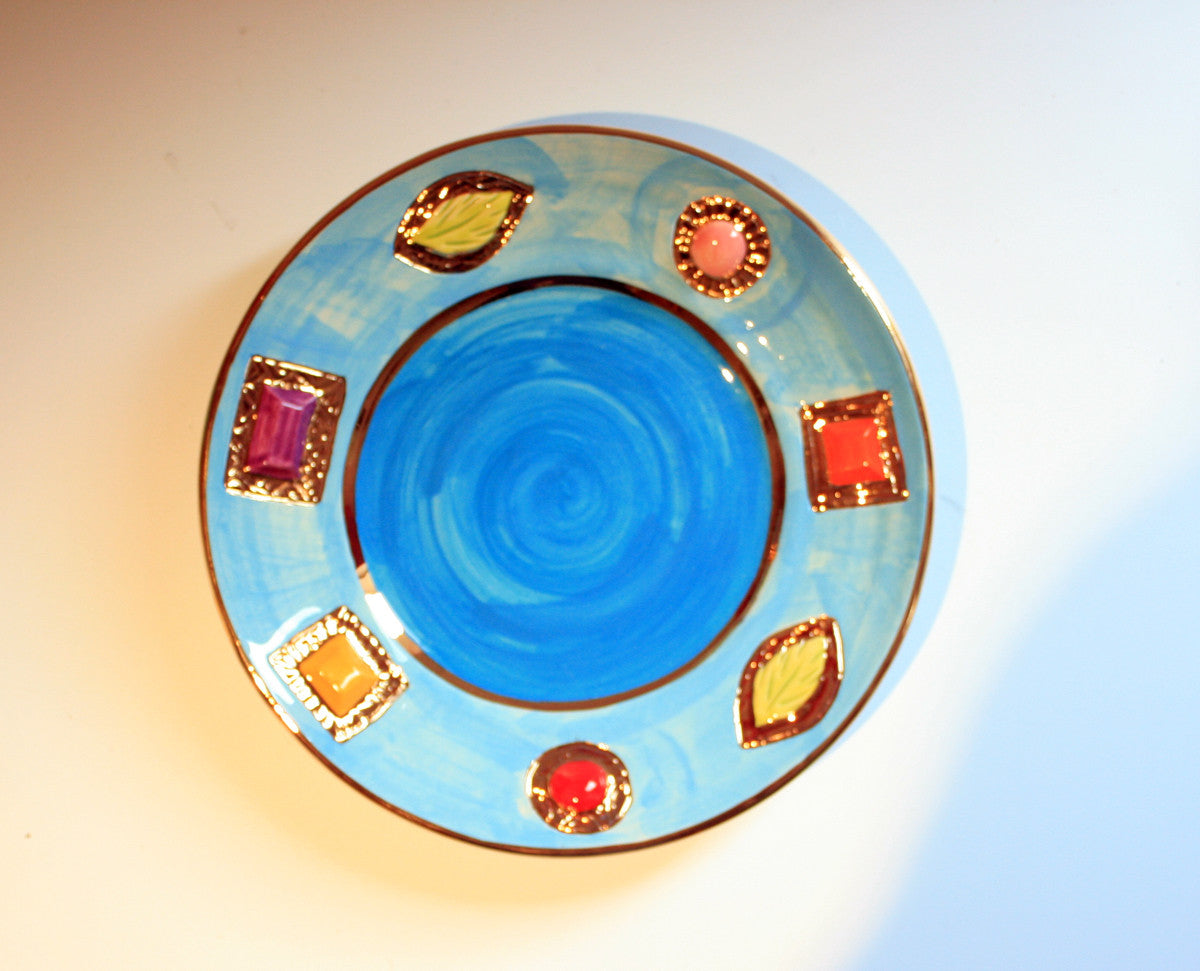 Jewelled Dinner Plate Blue - MaryRoseYoung