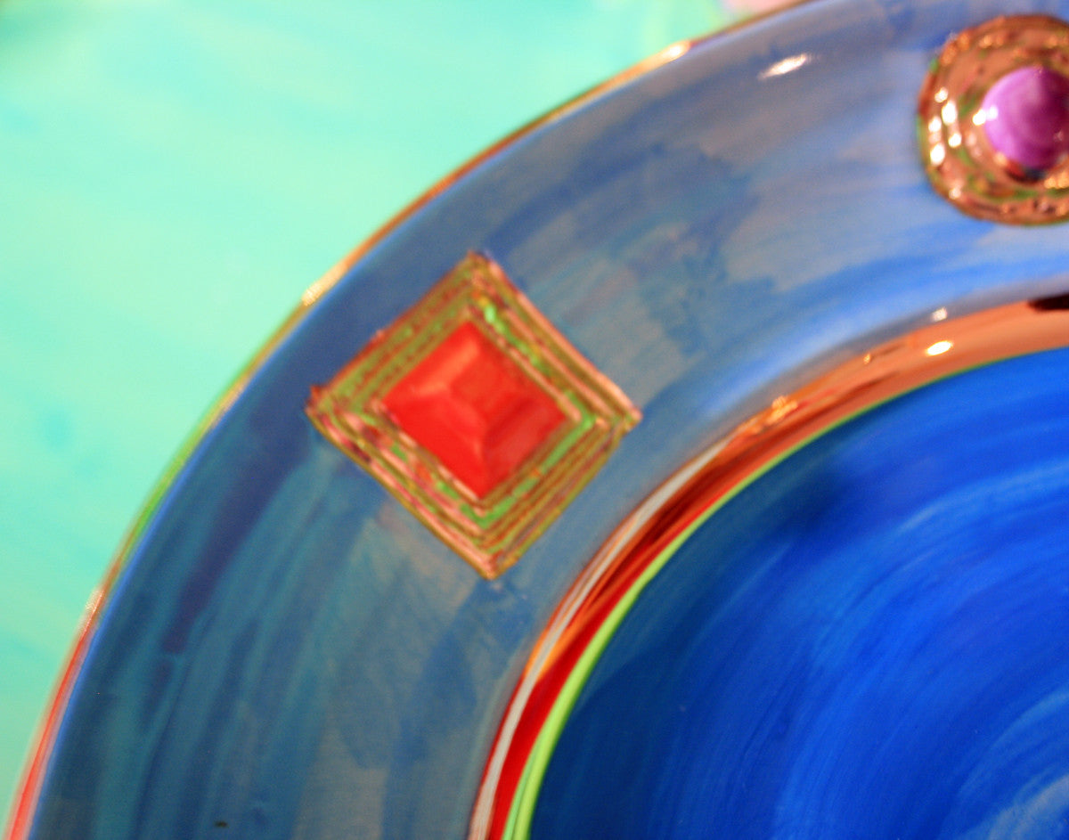 Jewelled Dinner Plate Blue - MaryRoseYoung