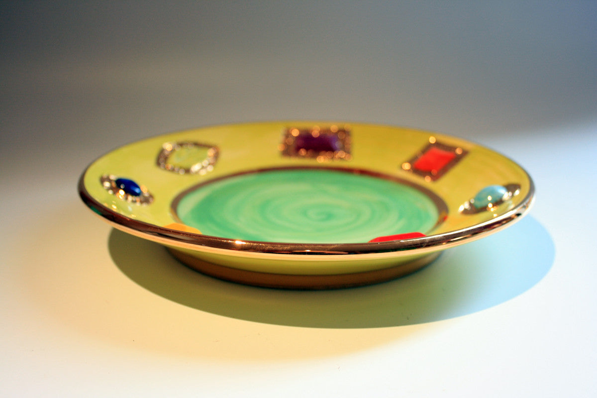 Jewelled Dinner Plate Green - MaryRoseYoung
