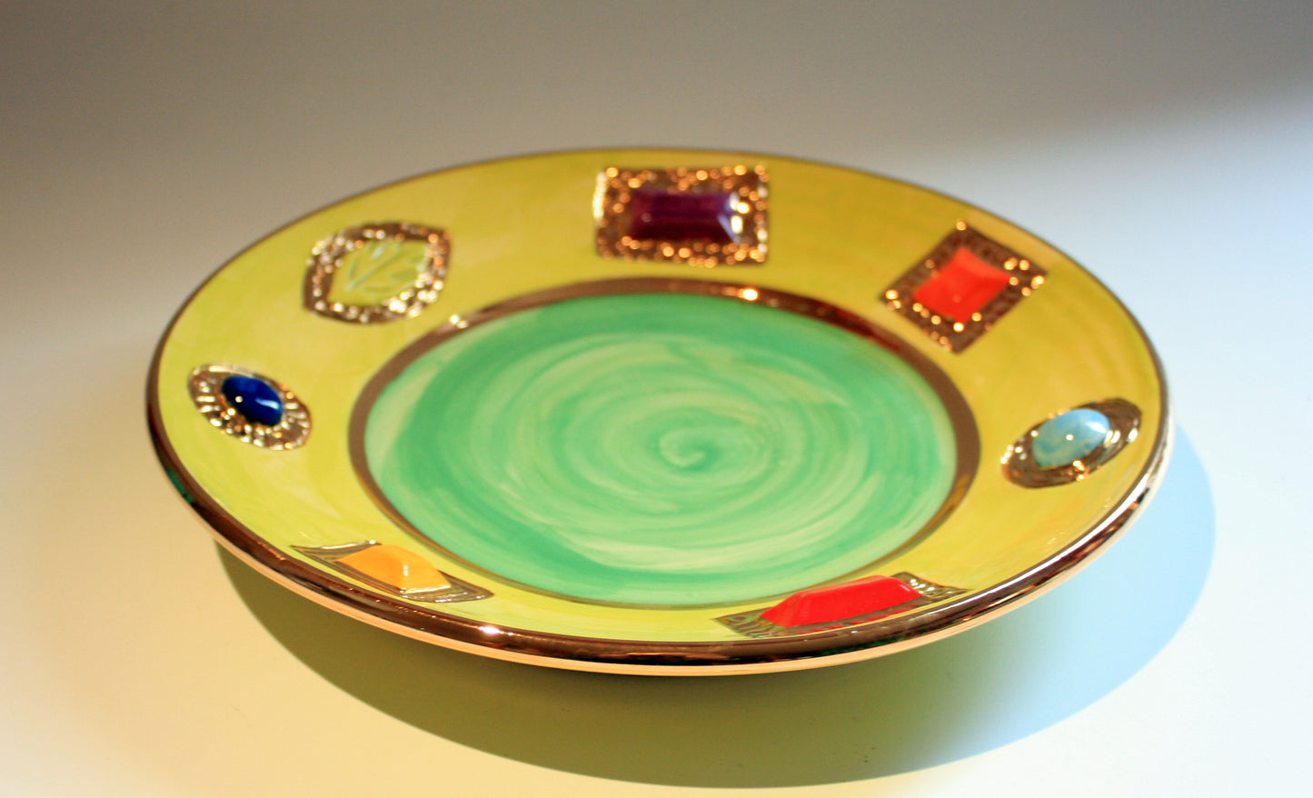 Jewelled Dinner Plate Green - MaryRoseYoung