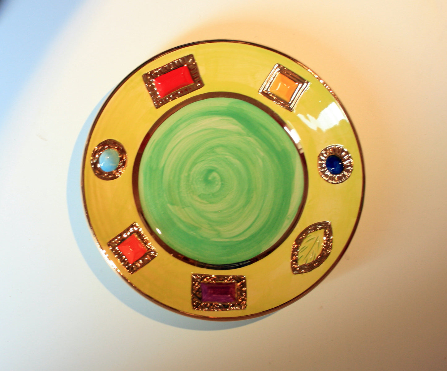 Jewelled Dinner Plate Green - MaryRoseYoung