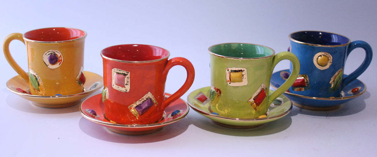 Jewelled Mug and Saucer Orange - MaryRoseYoung
