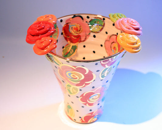 Large Rose Edged Flared Vase - MaryRoseYoung