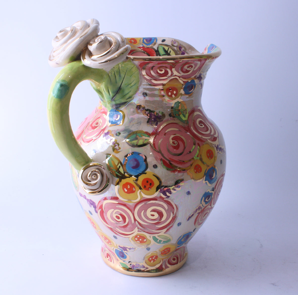 Large Rose Handled Jug Vintage Foral - MaryRoseYoung