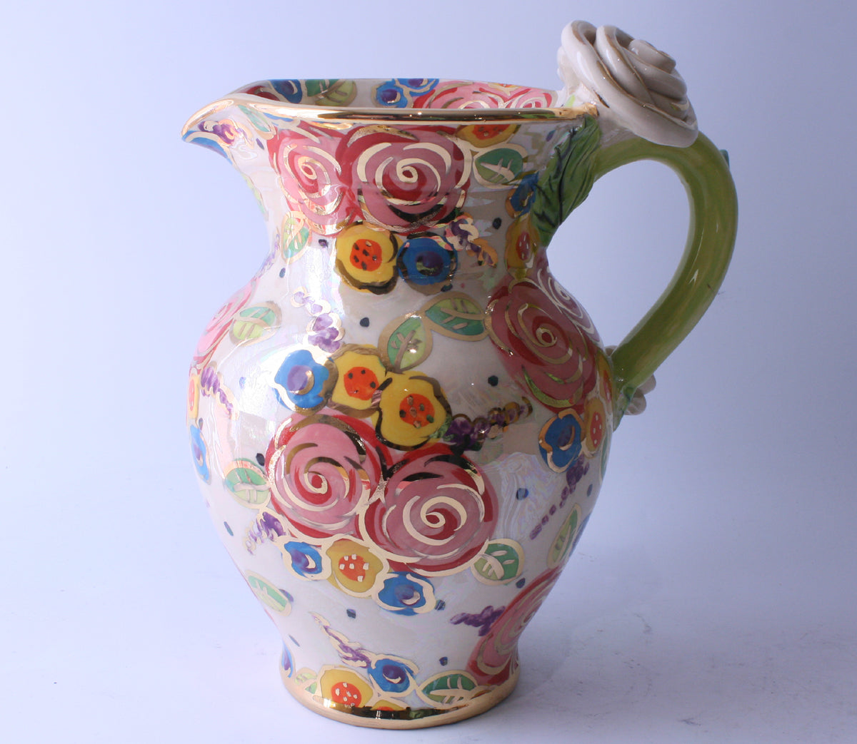 Large Rose Handled Jug Vintage Foral - MaryRoseYoung