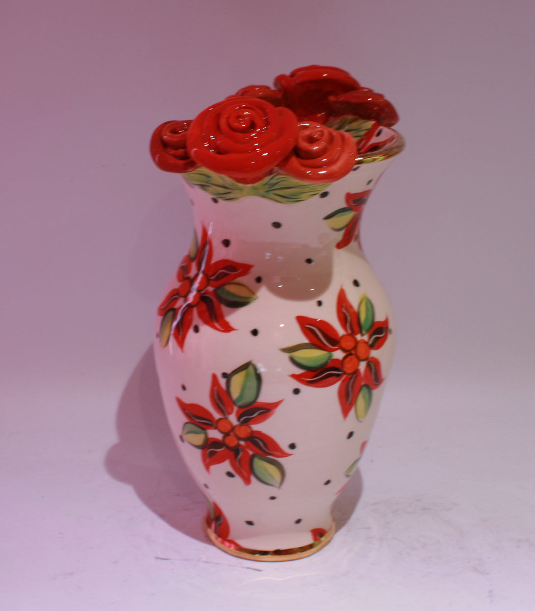 Large Rose Edged Poinsettia Vase - MaryRoseYoung