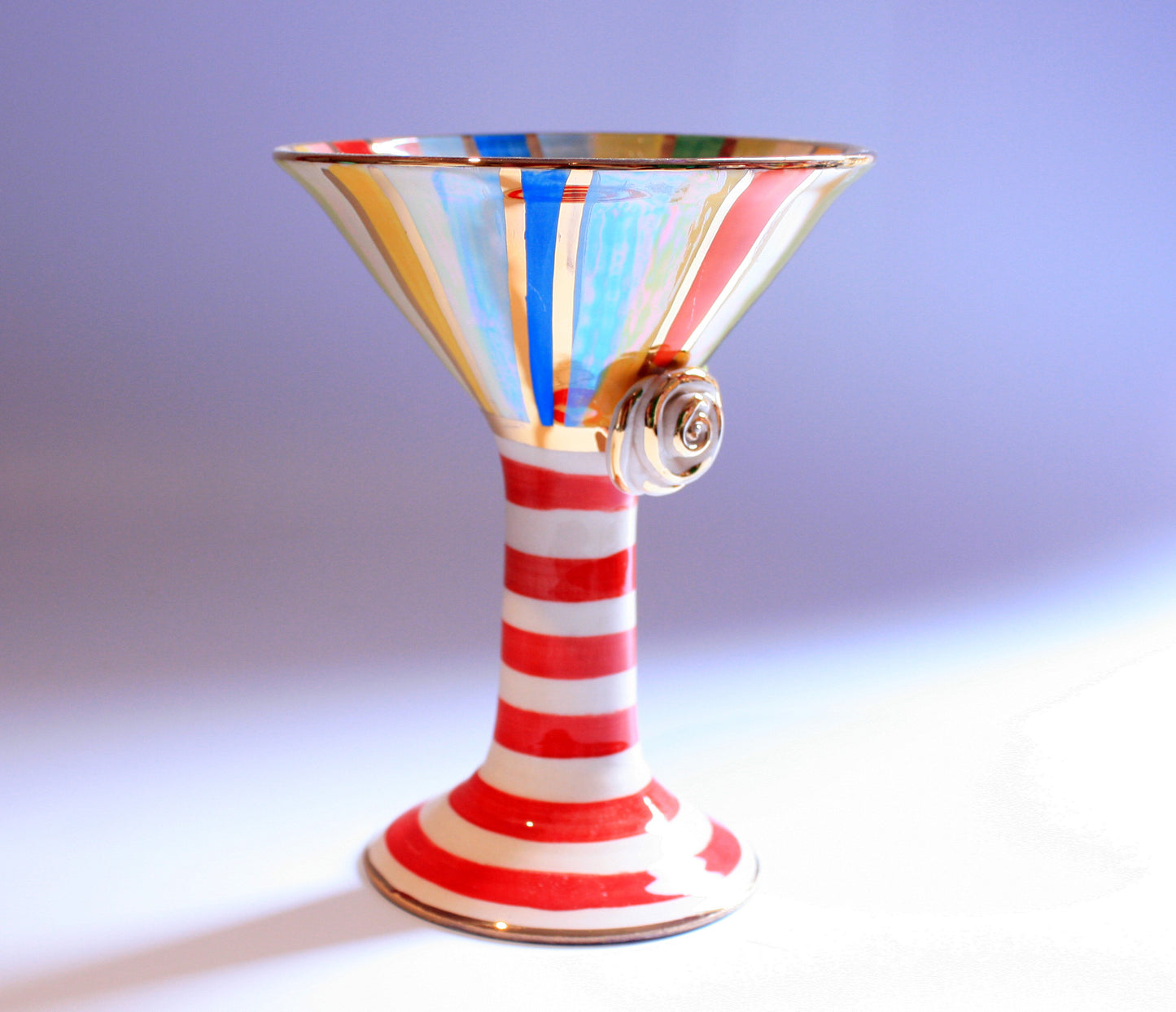 Martini Goblet Lustred Stripe - MaryRoseYoung