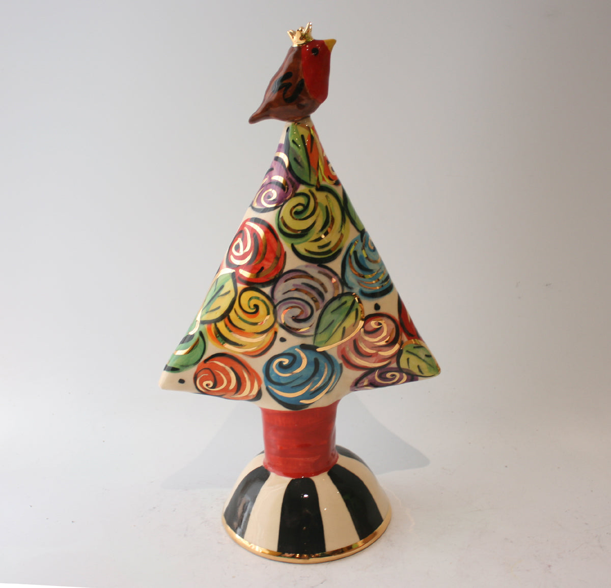 Medium Christmas Tree with Robin - MaryRoseYoung