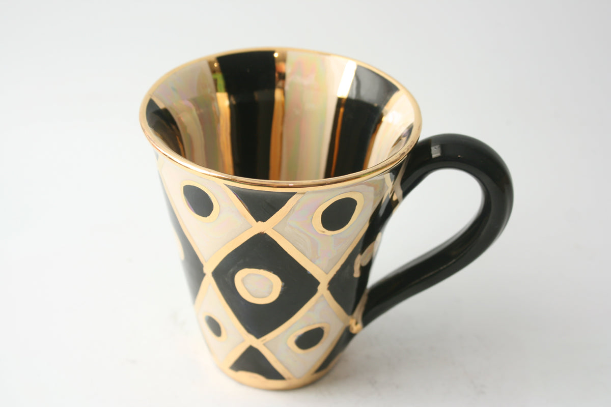 Black and White Chequer Mug - MaryRoseYoung
