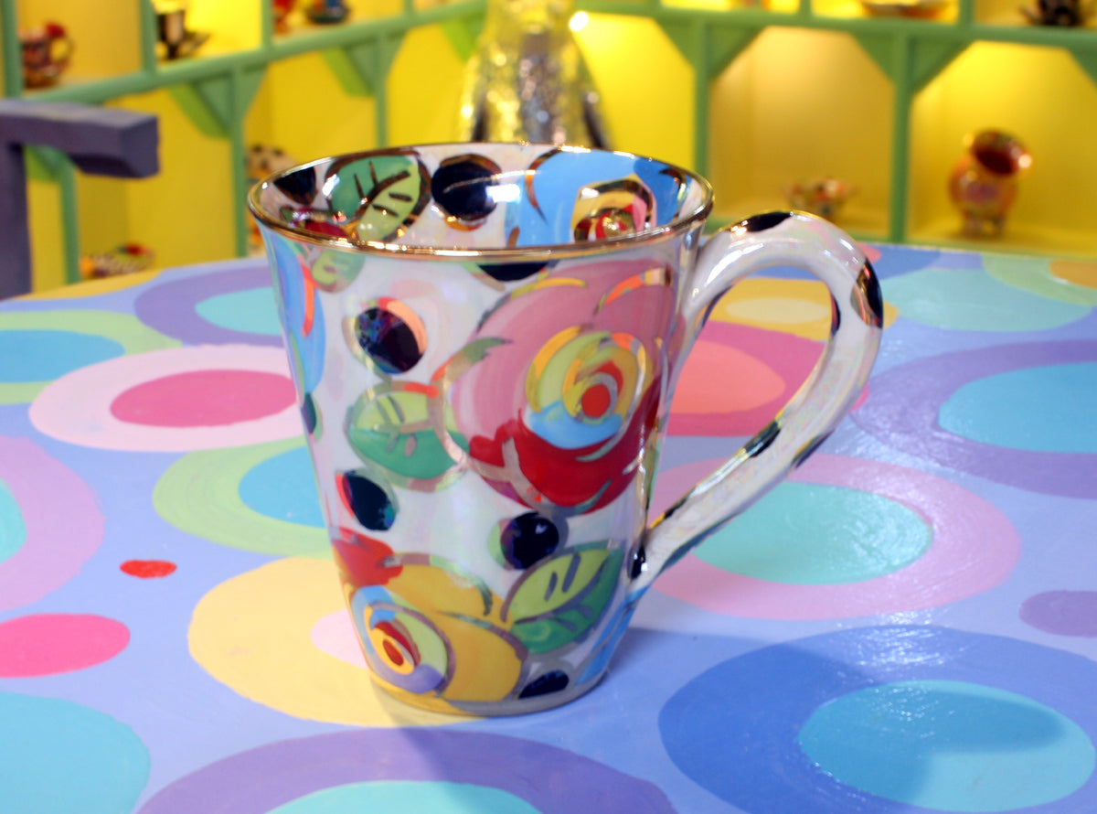 Large Mug Gold New Rose Black Dot - MaryRoseYoung