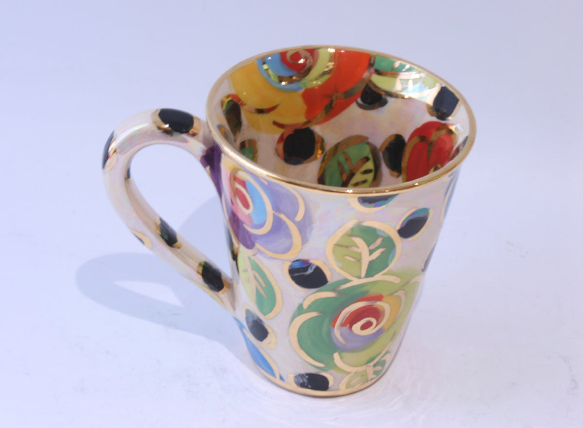 Large Mug Gold New Rose Black Dot - MaryRoseYoung