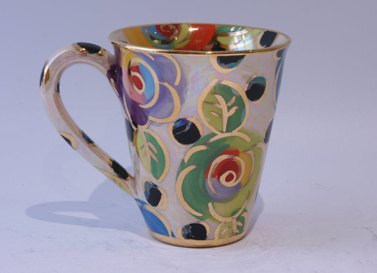 Large Mug Gold New Rose Black Dot - MaryRoseYoung