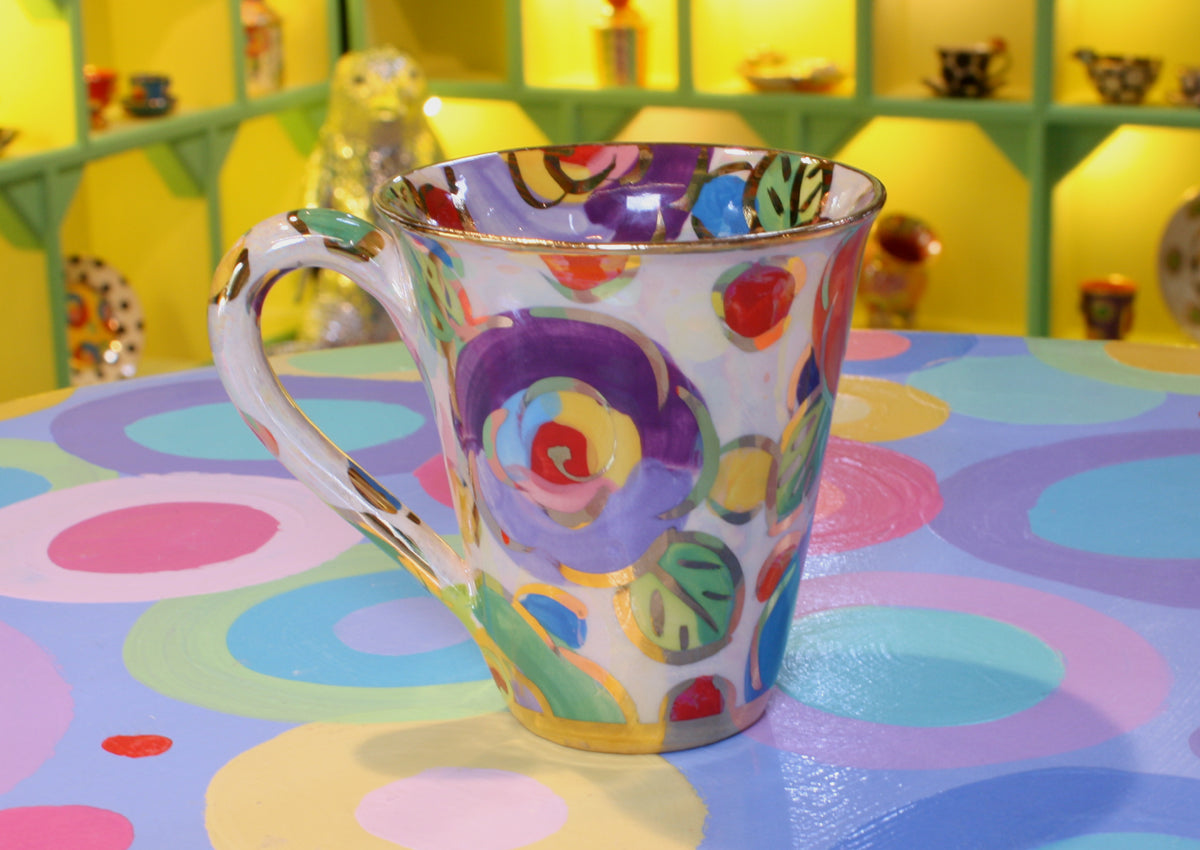 Large Mug Gold New Rose Coloured Dot - MaryRoseYoung