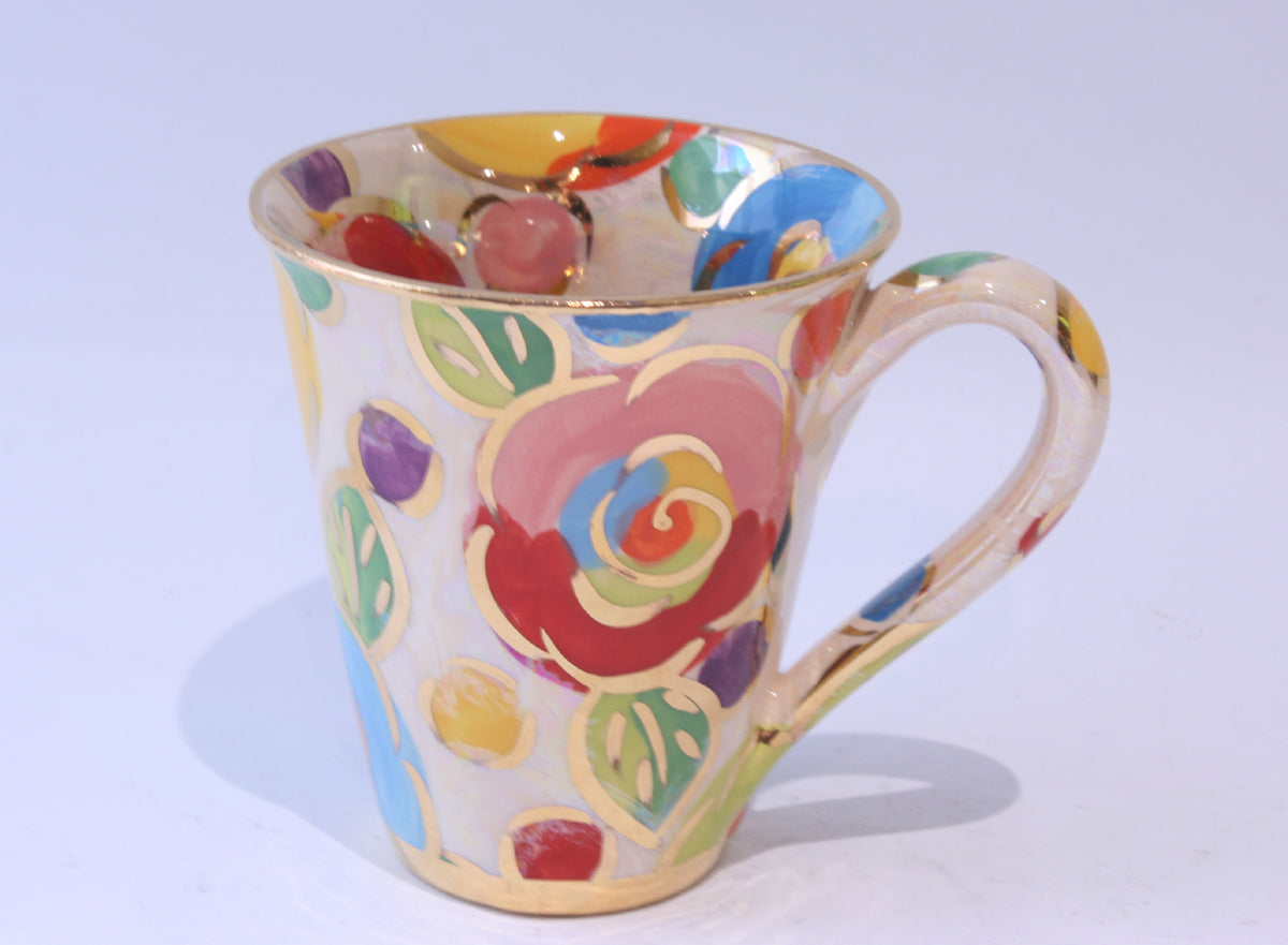 Large Mug Gold New Rose Coloured Dot - MaryRoseYoung