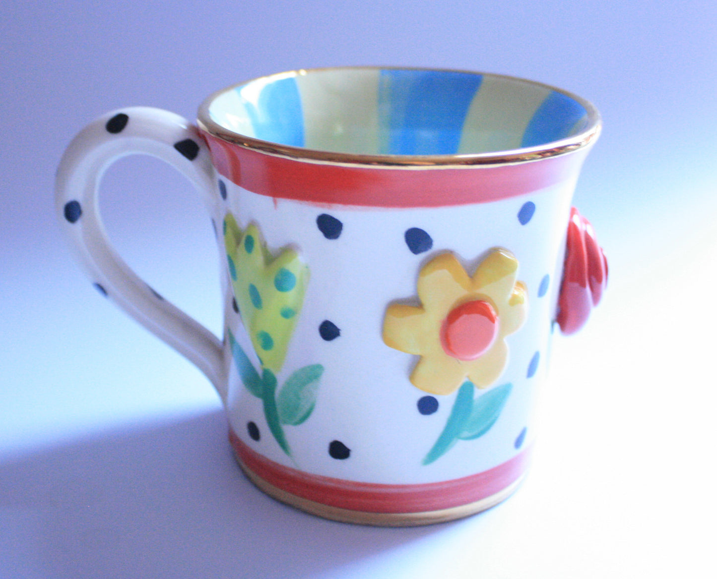 Pressed Flower Mug Blue & Lemon - MaryRoseYoung