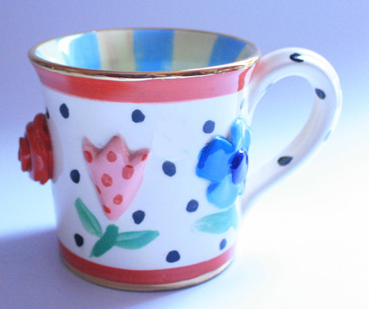 Pressed Flower Mug Blue & Lemon - MaryRoseYoung