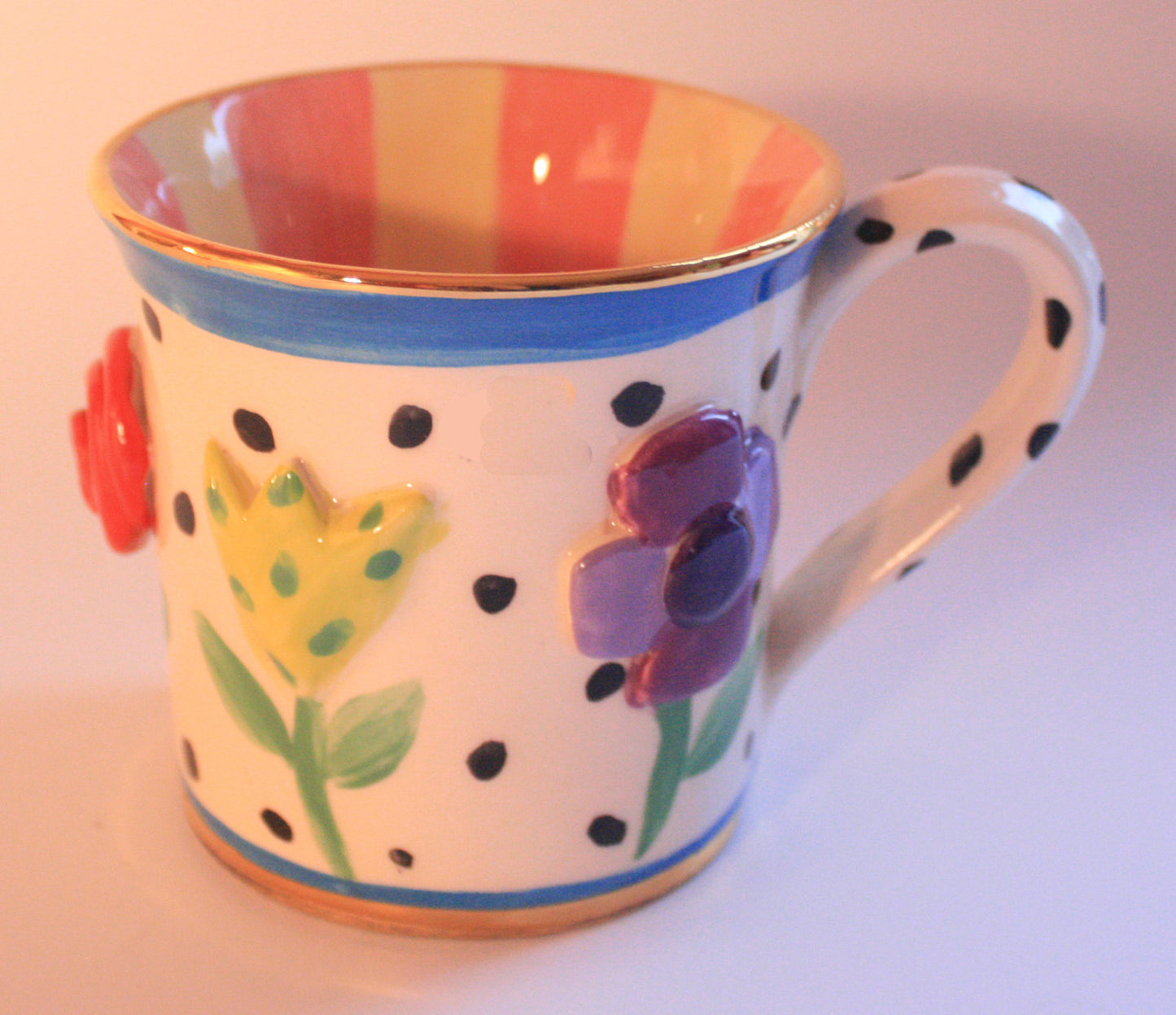 Pressed Flower Mug Salmon & Lemon - MaryRoseYoung