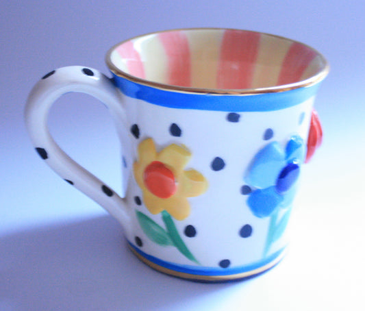 Pressed Flower Mug Salmon & Lemon - MaryRoseYoung