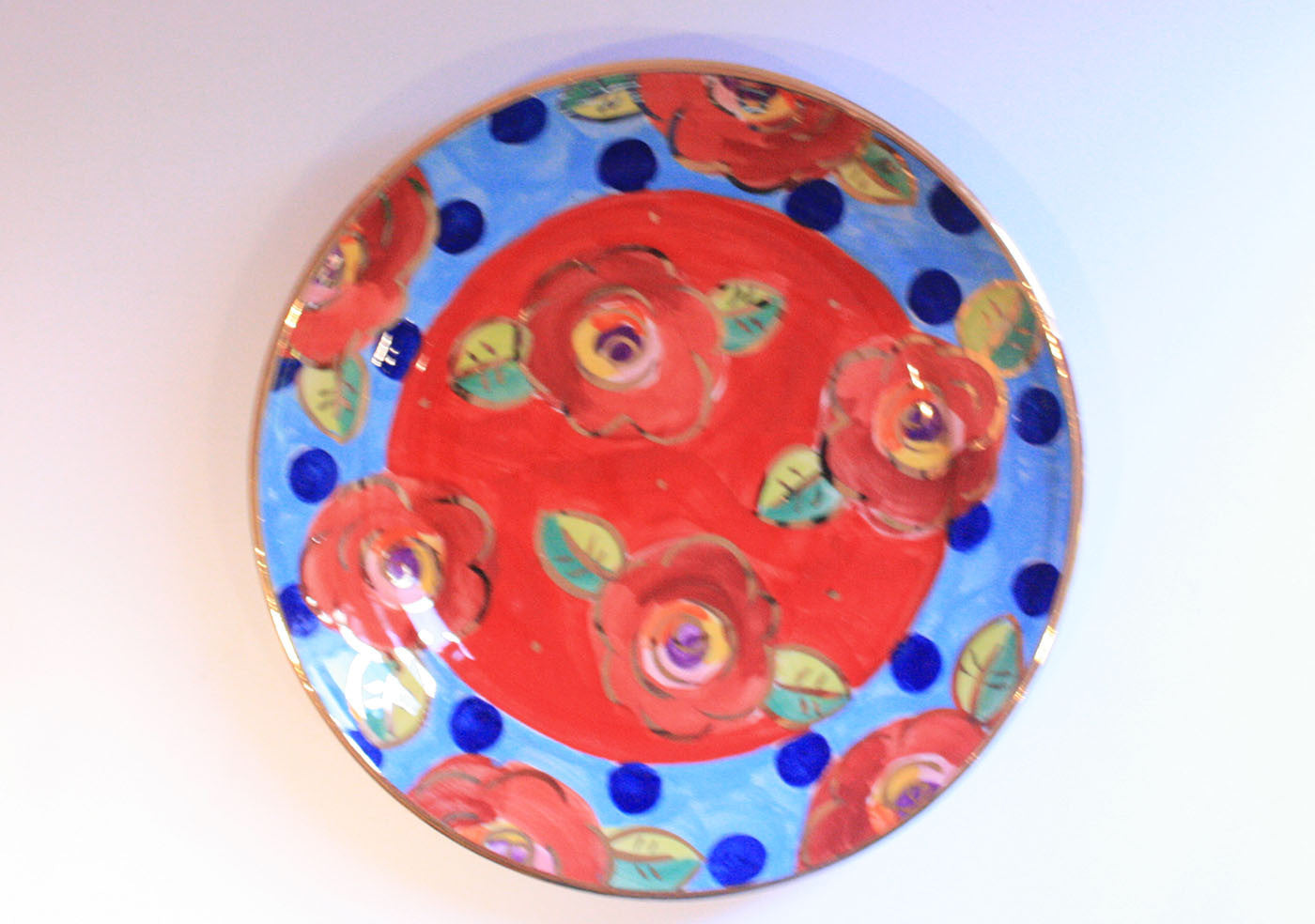 Dinner Plate Roses Red with Dotty Blue - MaryRoseYoung