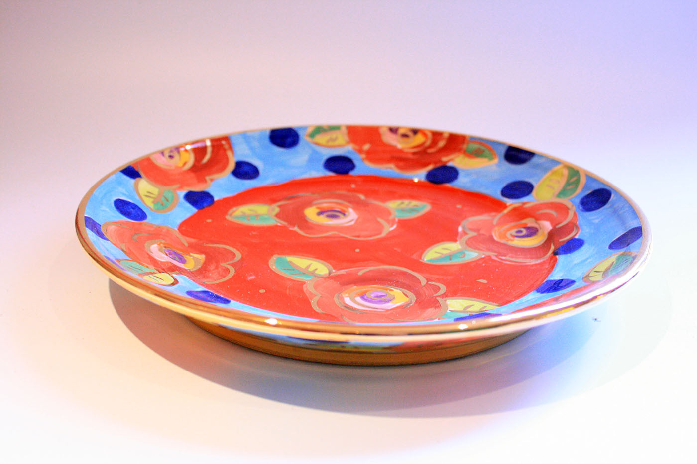 Dinner Plate Roses Red with Dotty Blue - MaryRoseYoung