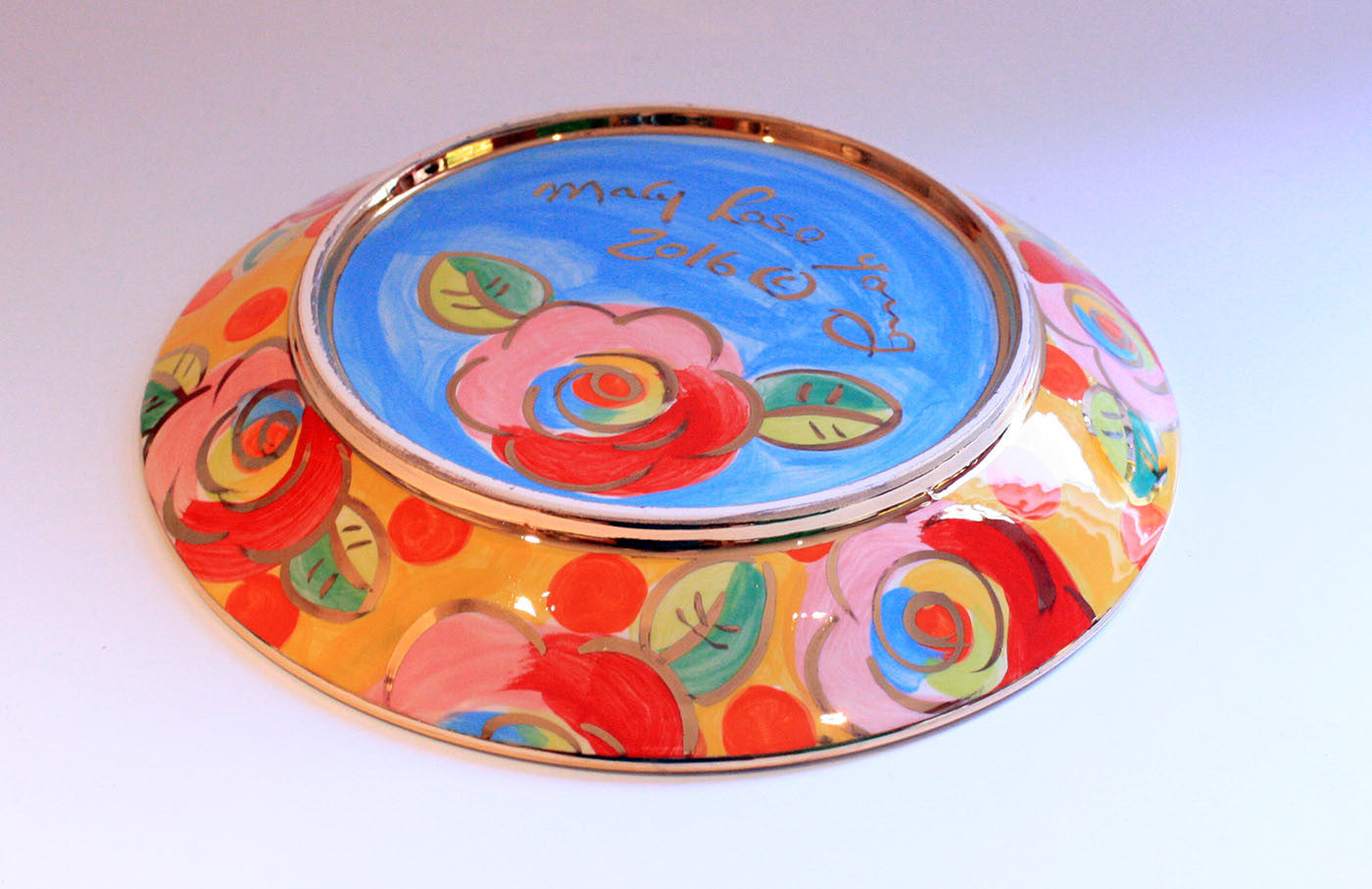 Dinner Plate Roses Pale Blue with Dotty Yellow - MaryRoseYoung
