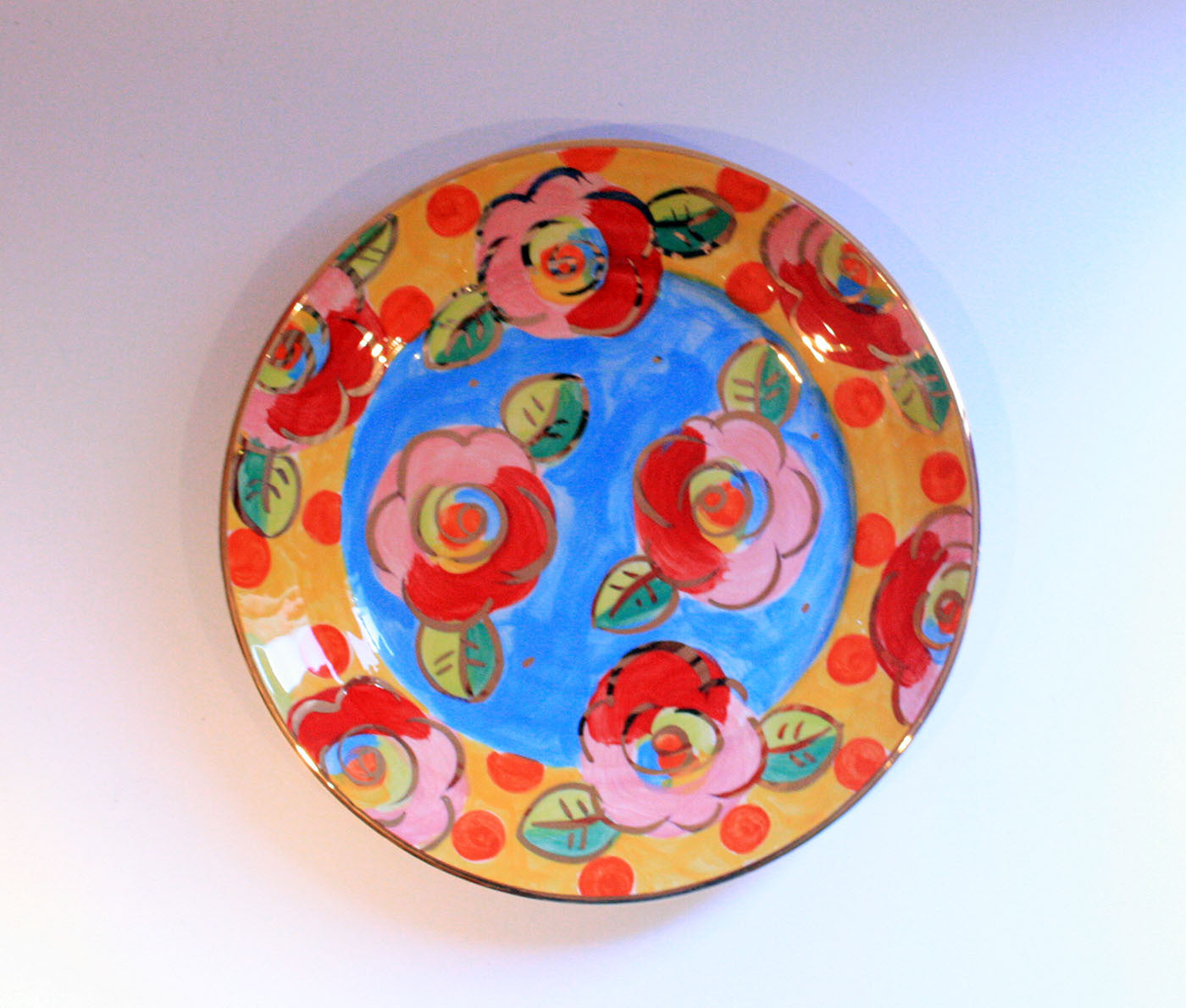 Dinner Plate Roses Pale Blue with Dotty Yellow - MaryRoseYoung