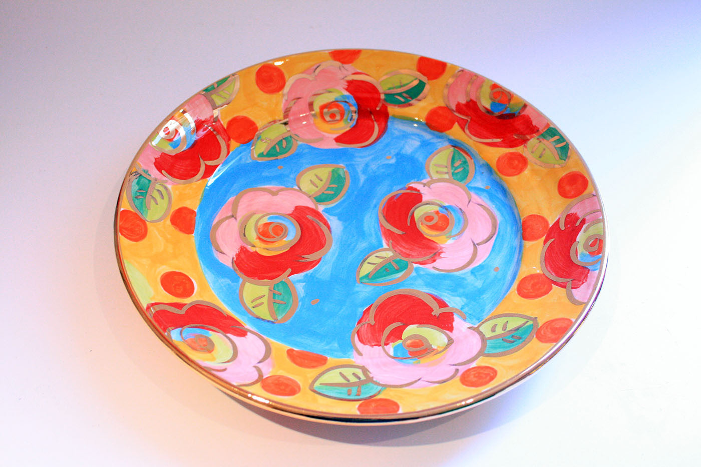 Dinner Plate Roses Pale Blue with Dotty Yellow - MaryRoseYoung