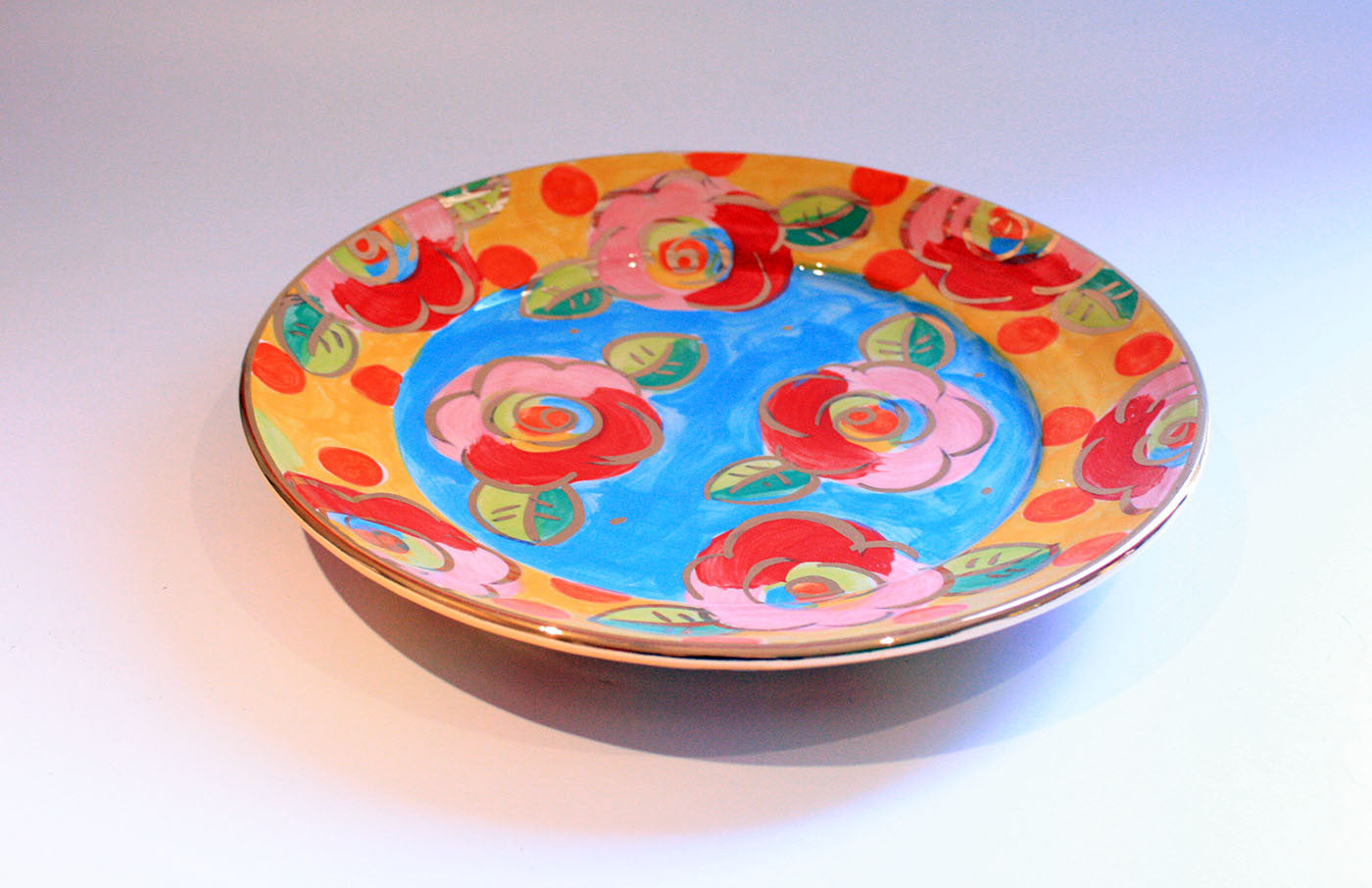 Dinner Plate Roses Pale Blue with Dotty Yellow - MaryRoseYoung
