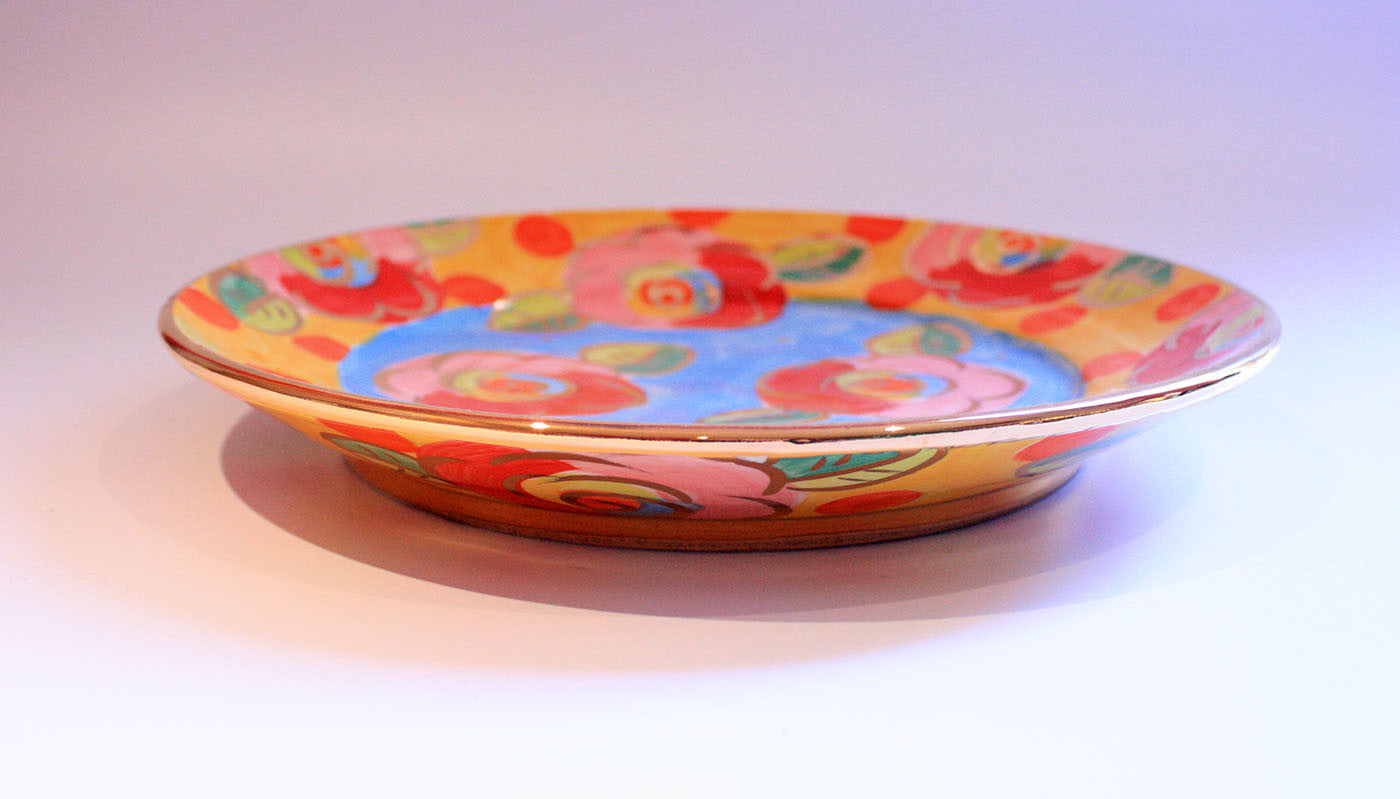 Dinner Plate Roses Pale Blue with Dotty Yellow - MaryRoseYoung