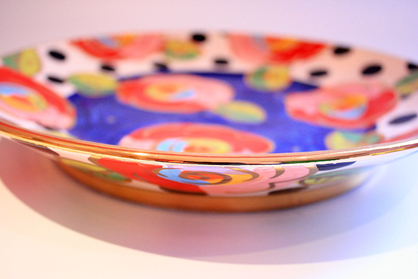Dinner Plate Roses Dark Blue and Black Dots - MaryRoseYoung