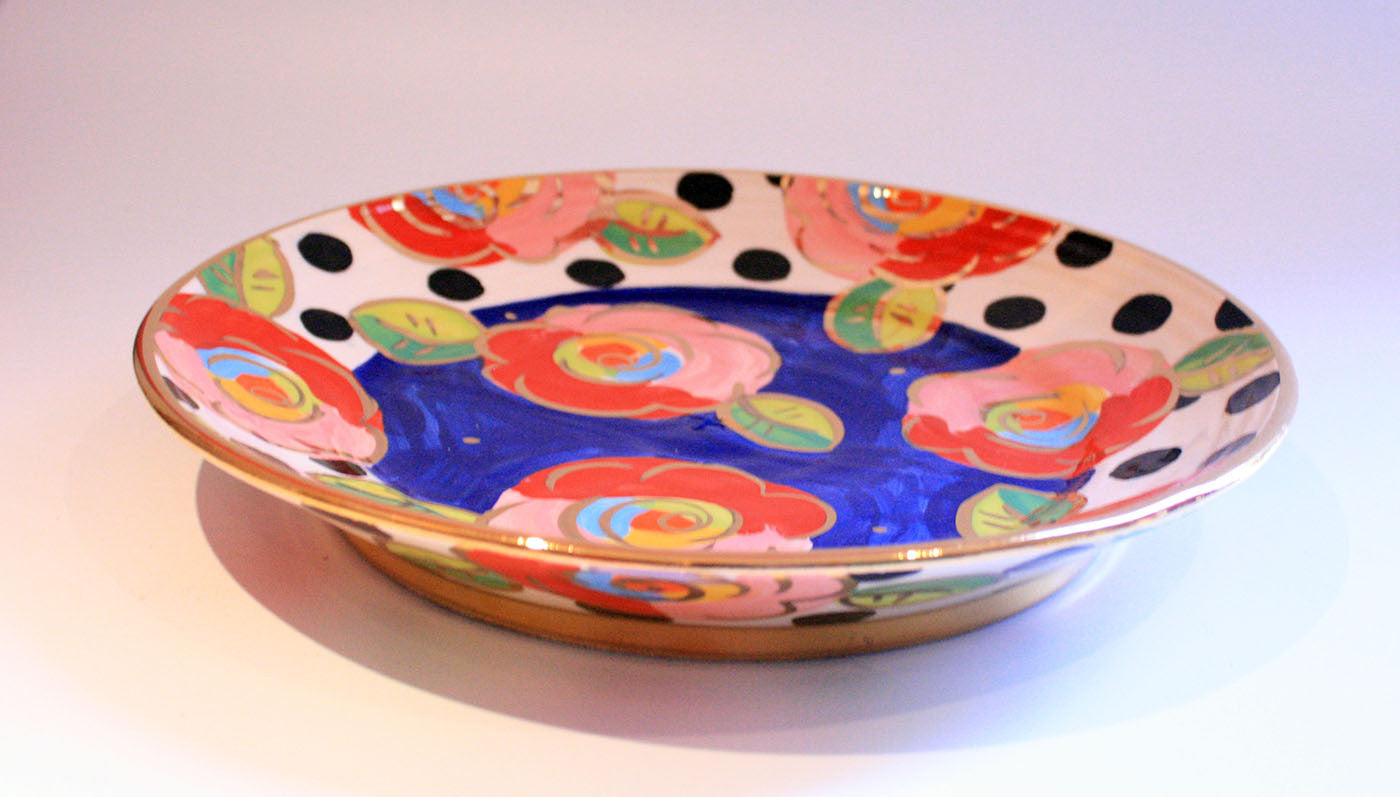 Dinner Plate Roses Dark Blue and Black Dots - MaryRoseYoung