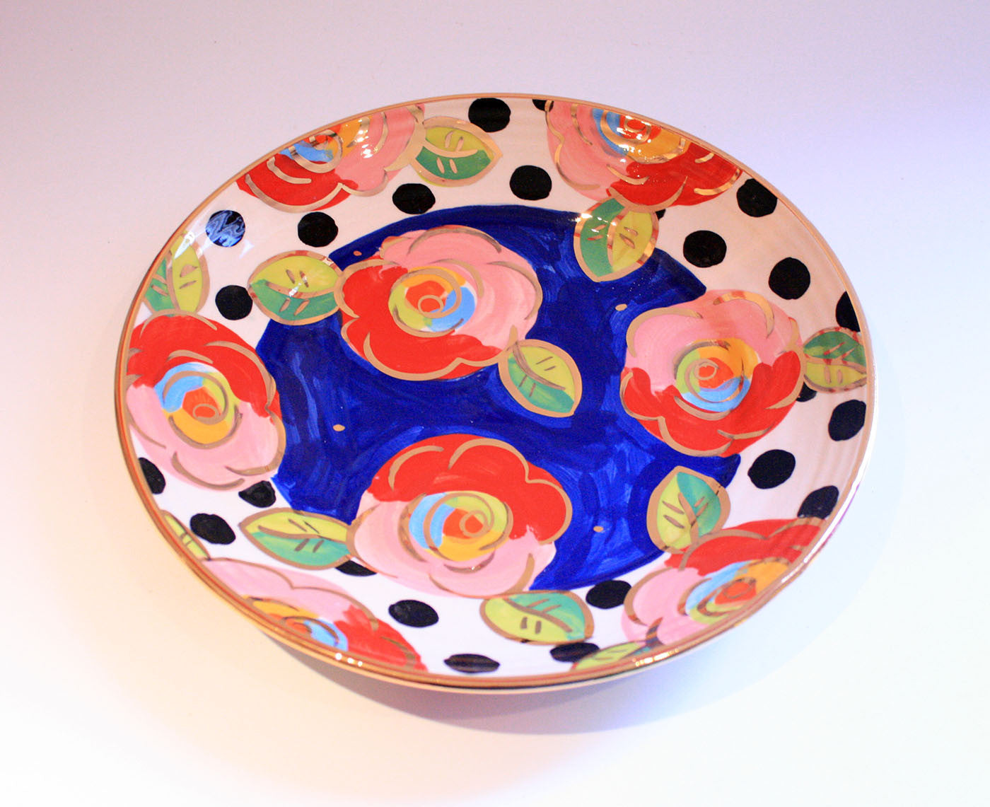 Dinner Plate Roses Dark Blue and Black Dots - MaryRoseYoung