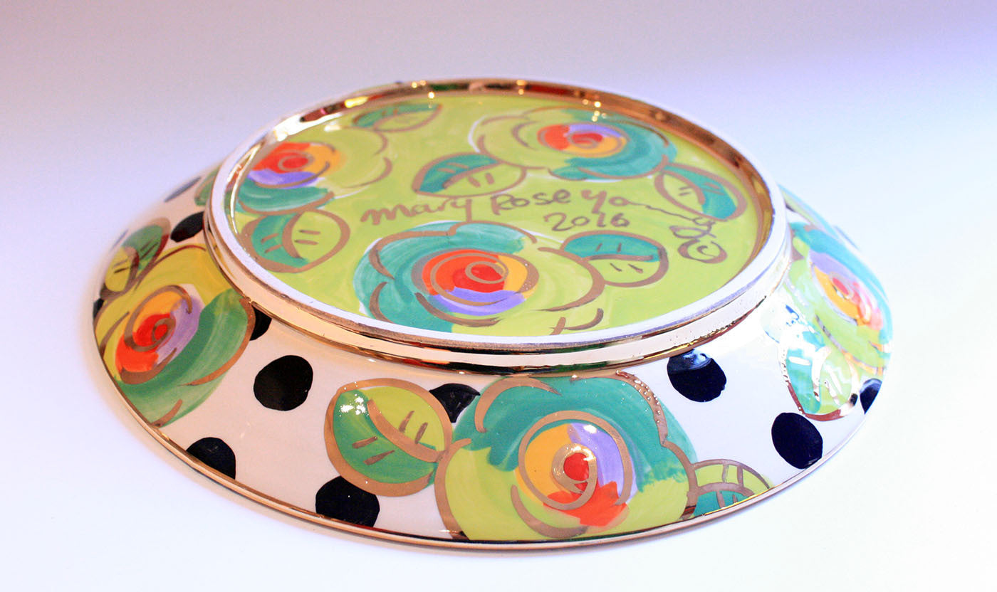 Dinner Plate Roses Lime Green with Black Dots - MaryRoseYoung