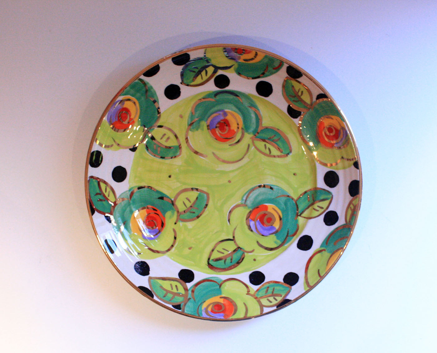 Dinner Plate Roses Lime Green with Black Dots - MaryRoseYoung