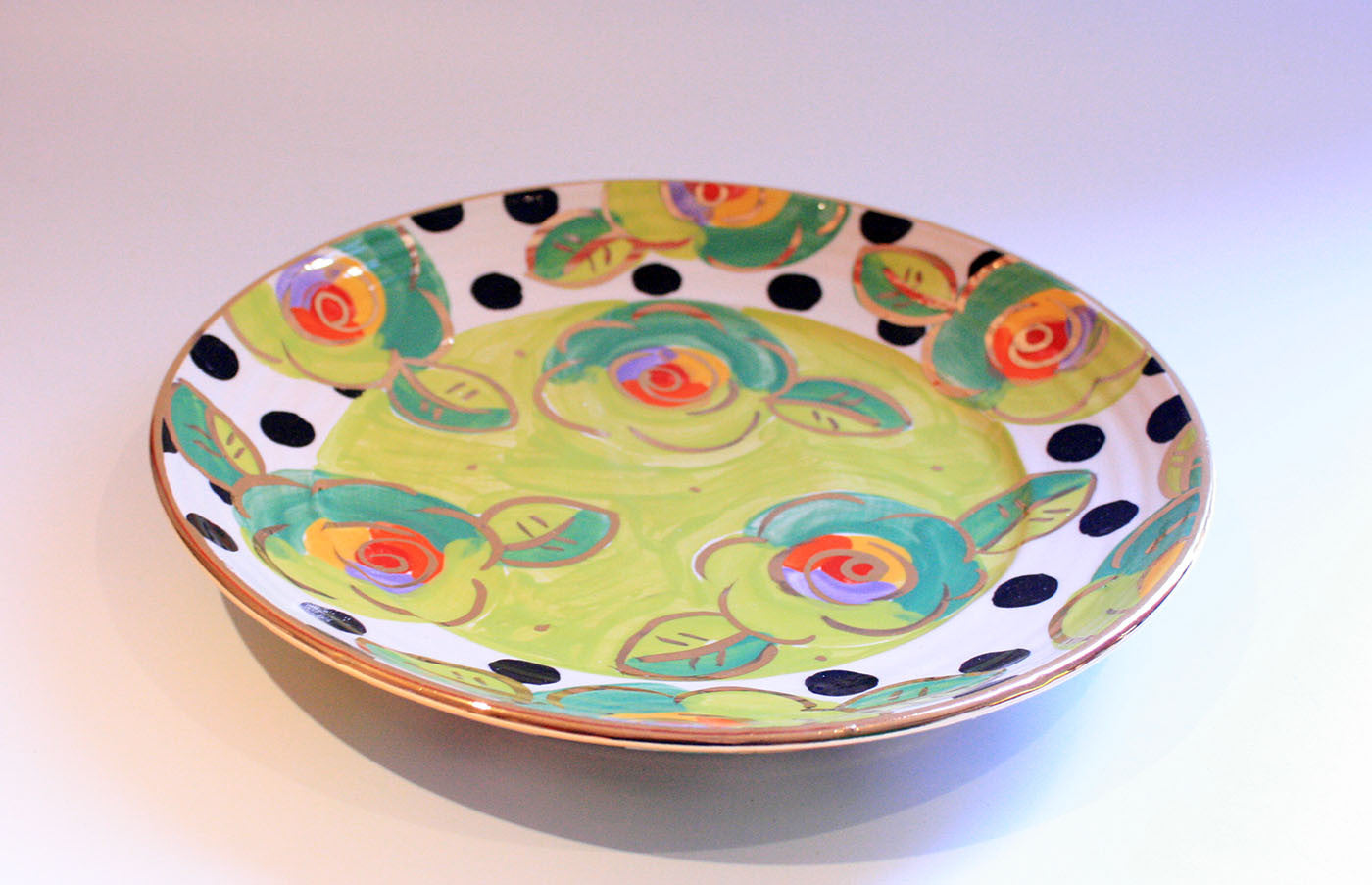 Dinner Plate Roses Lime Green with Black Dots - MaryRoseYoung