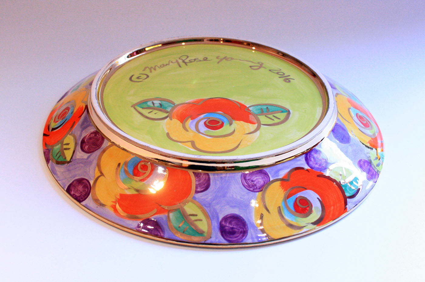 Dinner Plate Roses Lime Green with Dotty Purple - MaryRoseYoung