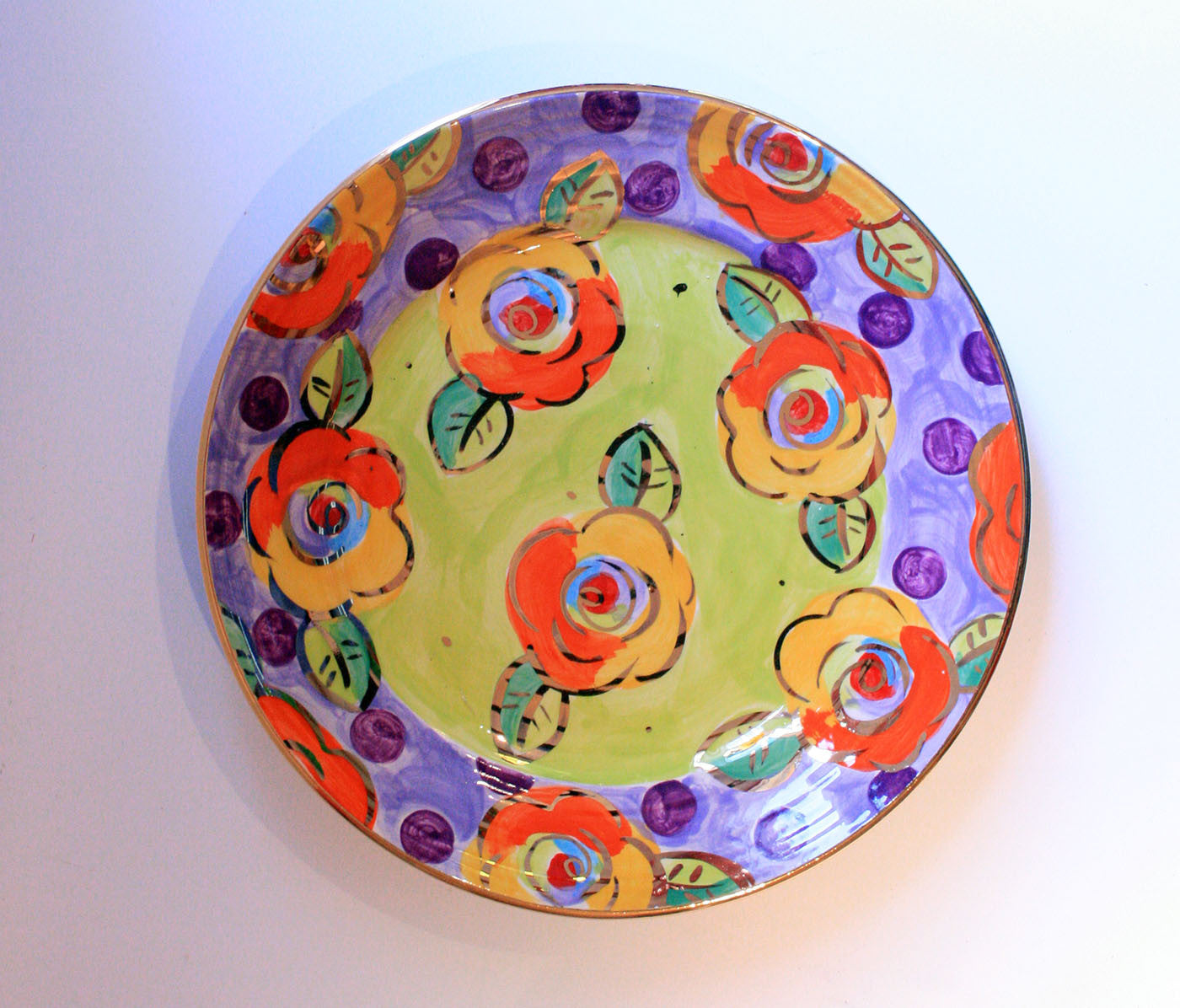 Dinner Plate Roses Lime Green with Dotty Purple - MaryRoseYoung