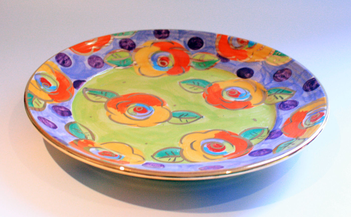Dinner Plate Roses Lime Green with Dotty Purple - MaryRoseYoung