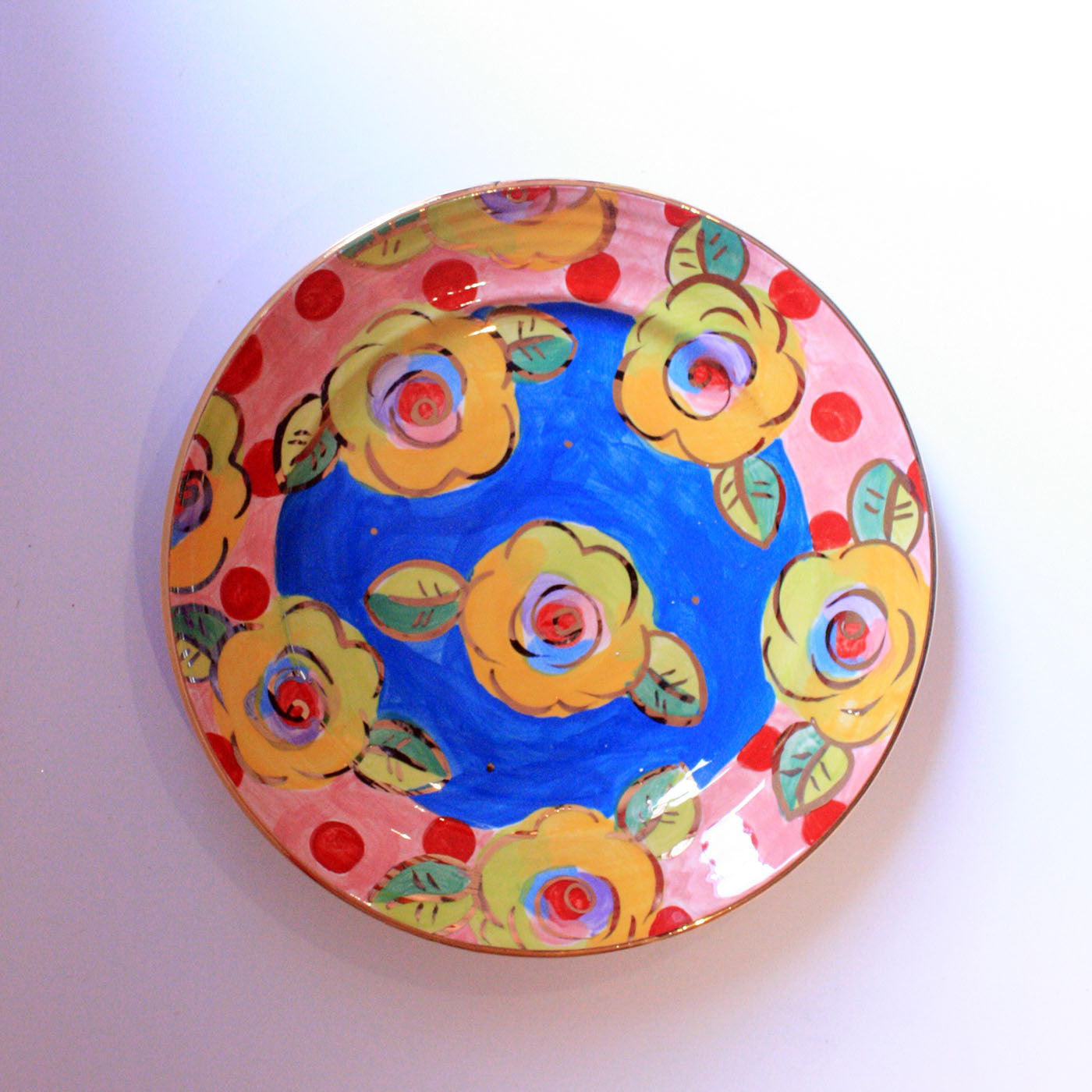 Dinner Plate Blue with Dotty Pink - MaryRoseYoung