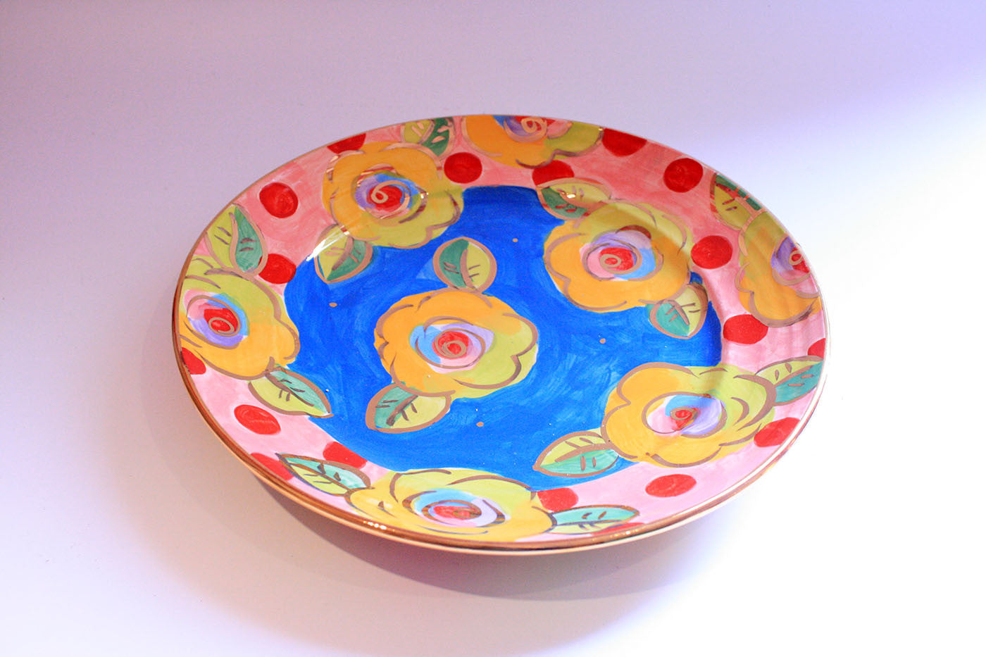 Dinner Plate Blue with Dotty Pink - MaryRoseYoung
