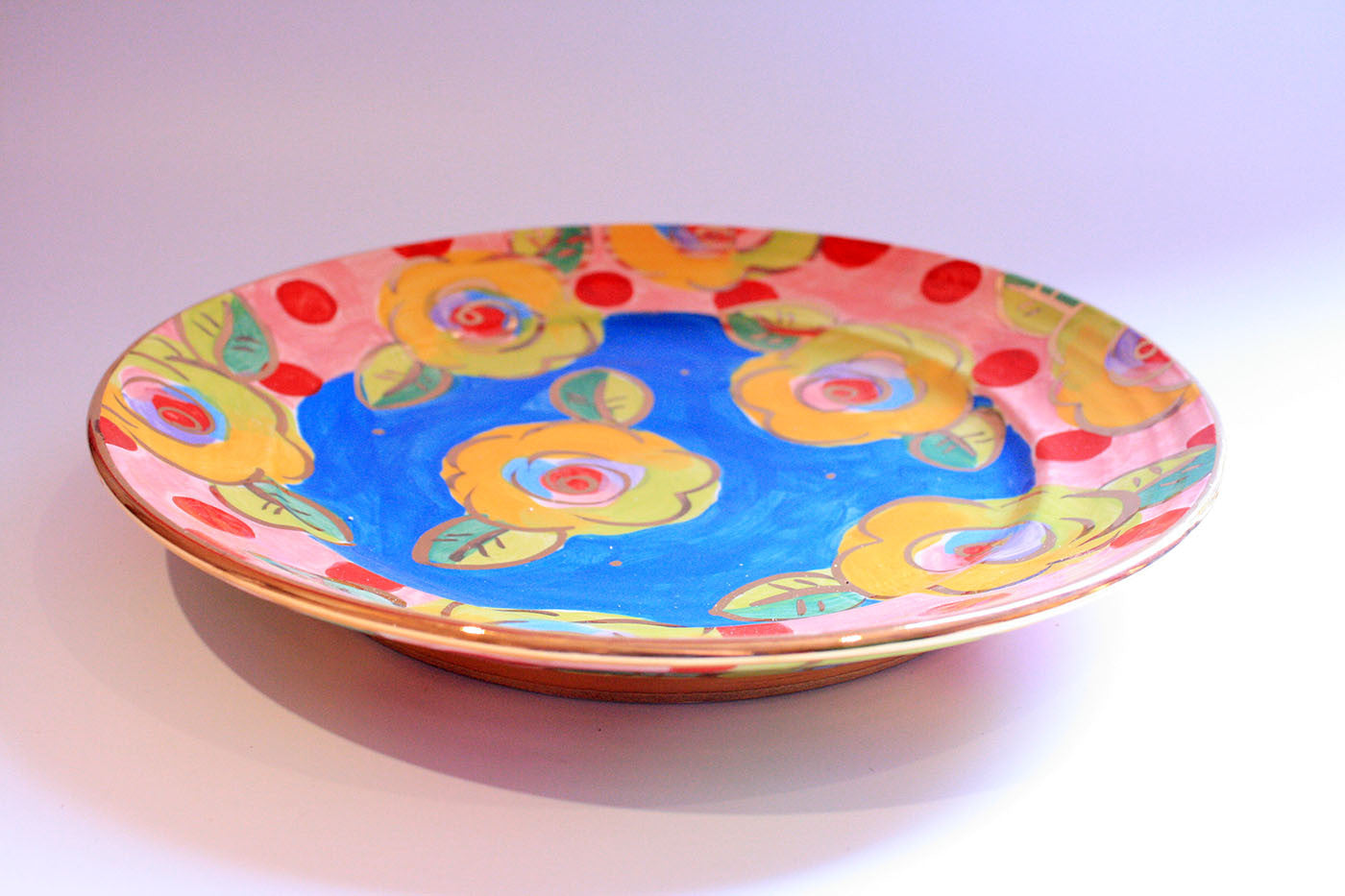 Dinner Plate Blue with Dotty Pink - MaryRoseYoung