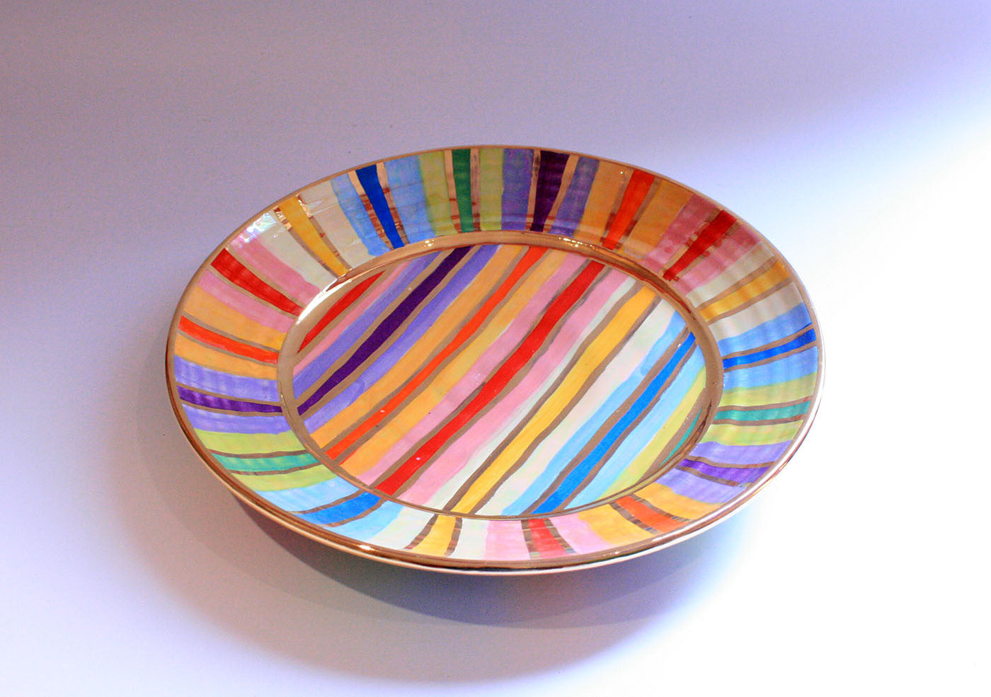 Dinner Plate Lustred Stripes - MaryRoseYoung