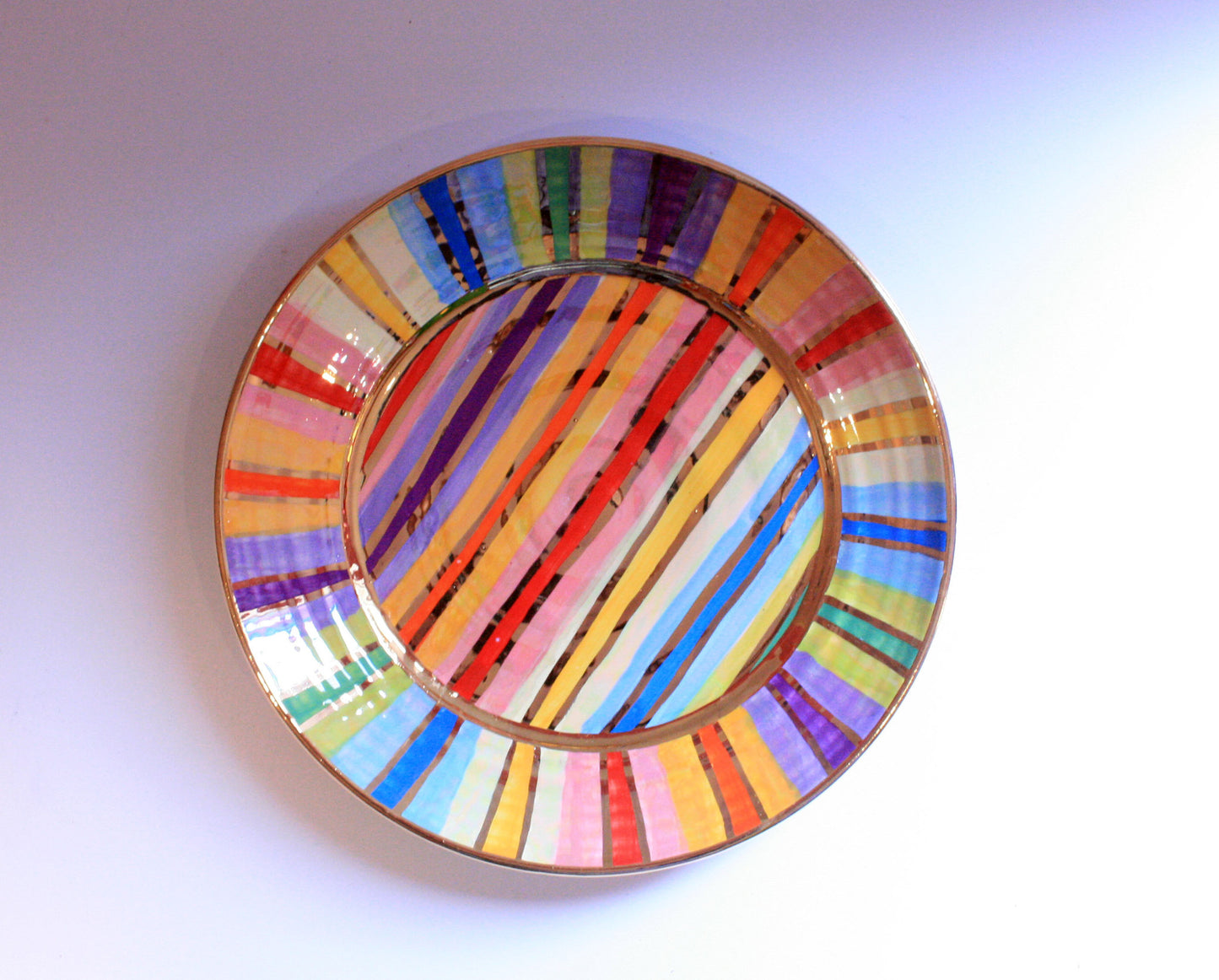 Dinner Plate Lustred Stripes - MaryRoseYoung