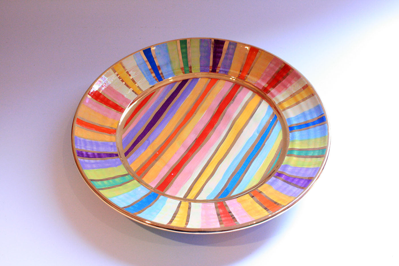 Dinner Plate Lustred Stripes - MaryRoseYoung