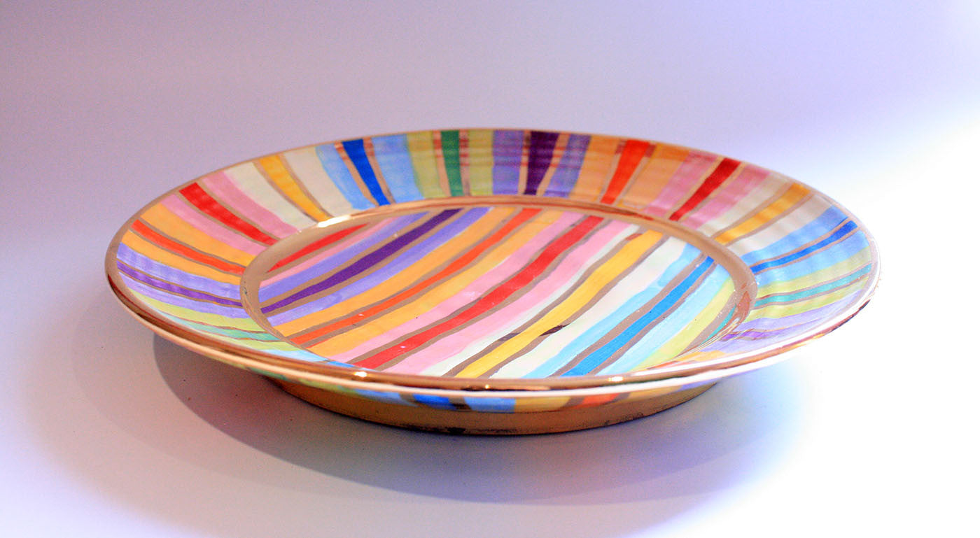 Dinner Plate Lustred Stripes - MaryRoseYoung