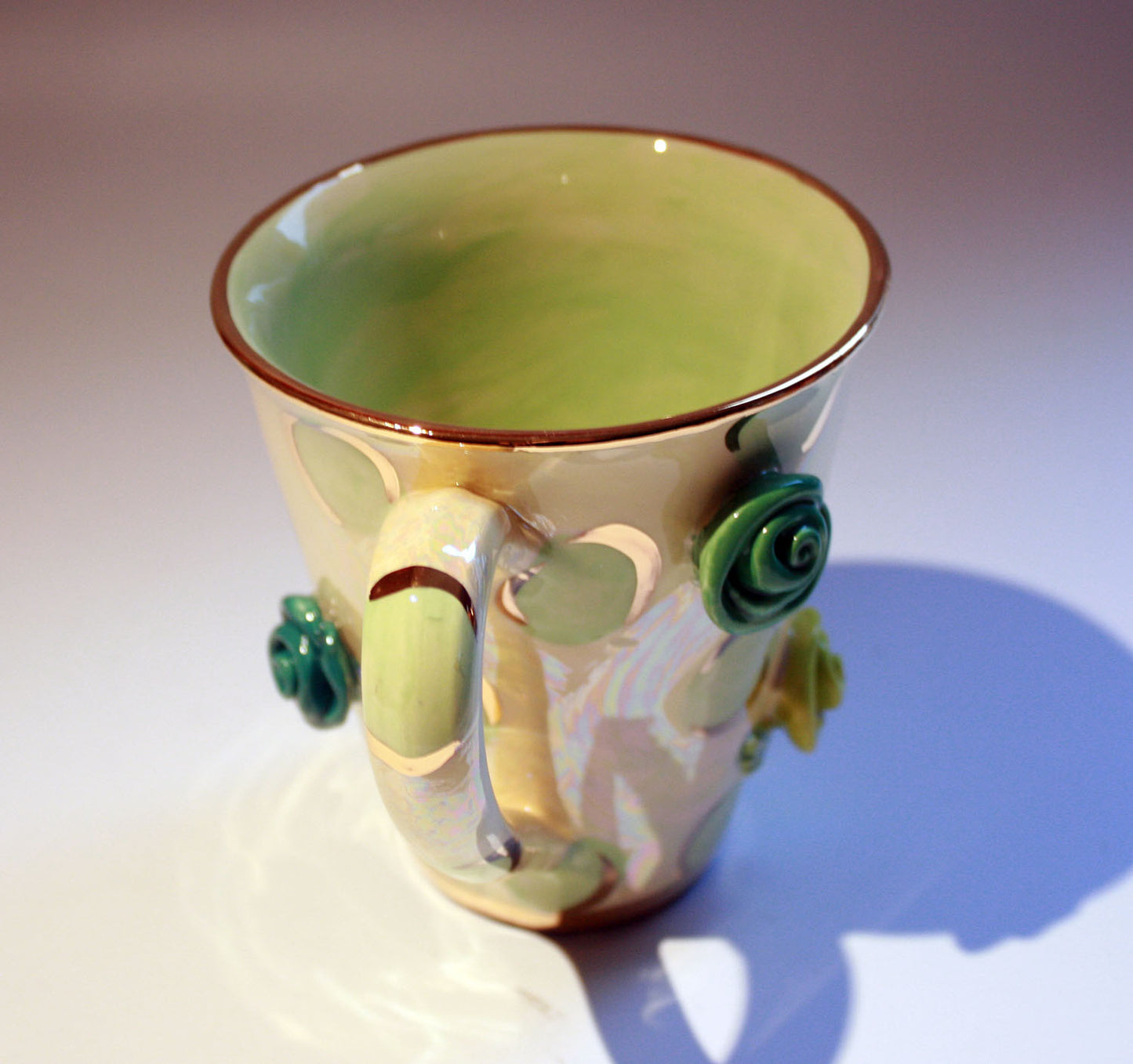 Rose Studded Mug Pale Green - MaryRoseYoung