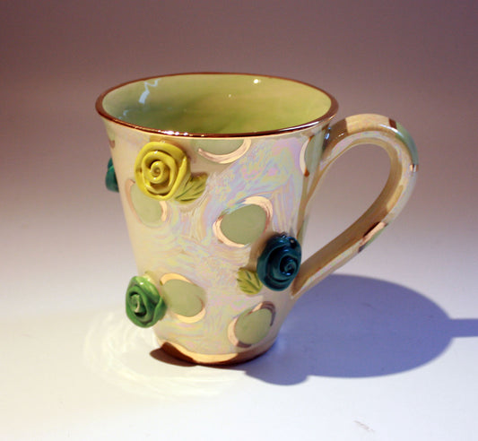 Rose Studded Mug Pale Green - MaryRoseYoung