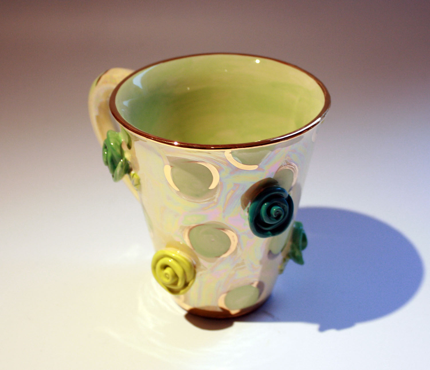 Rose Studded Mug Pale Green - MaryRoseYoung
